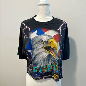 🦅ACCEPTING OFFERS-RARE VINTAGE🔥🤯American Thunder Eagle T! Cut & cropped!